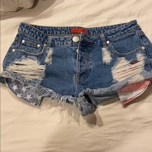American Flag Jean Shorts